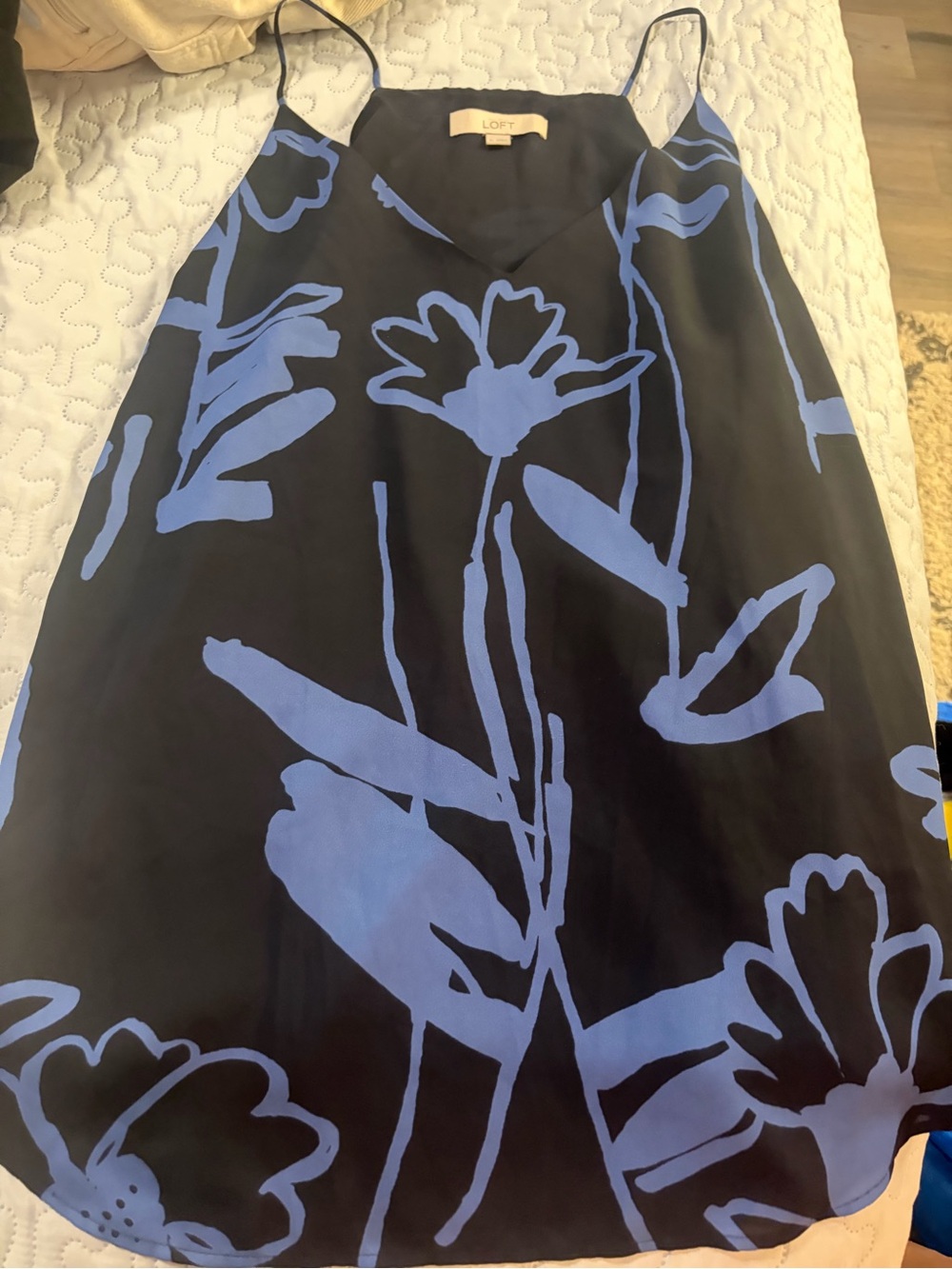 LOFT Black with Blue Floral Camisole XL